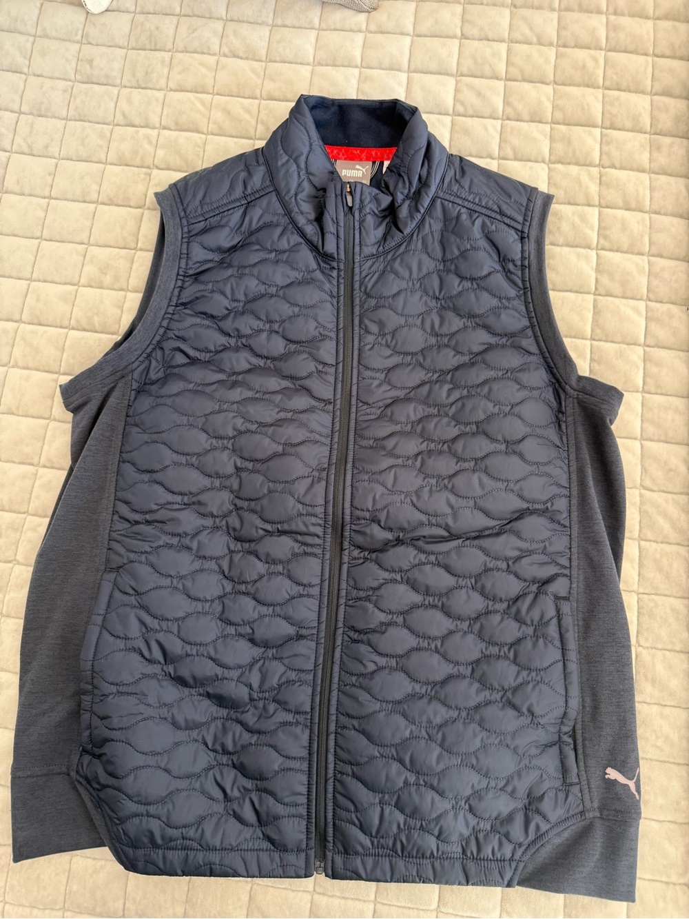 Puma Women’s Quilted Navy Sleeveless Golf Vest with Stretch Side Panels